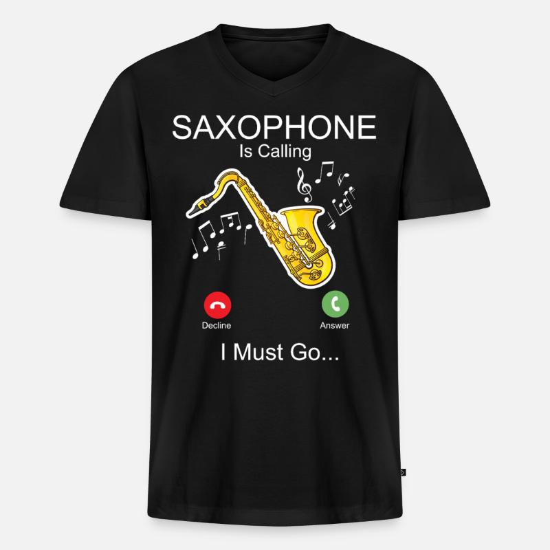 Saxophone Phone Display Saxophone - Männer Premium Bio T-Shirt mit V-Ausschnitt - Schwarz