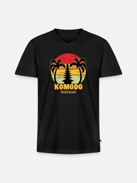 Komodo - Männer Premium Bio T-Shirt mit V-Ausschnitt - Schwarz
