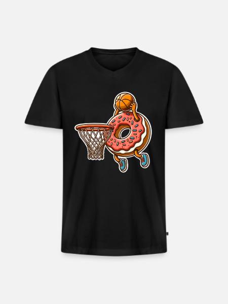 Donut Basketball - Men's Premium Organic T-shirt with V-neck - black