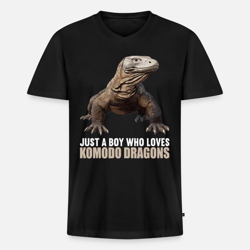 Komodowarane Komodowaran - Männer Premium Bio T-Shirt mit V-Ausschnitt - Schwarz