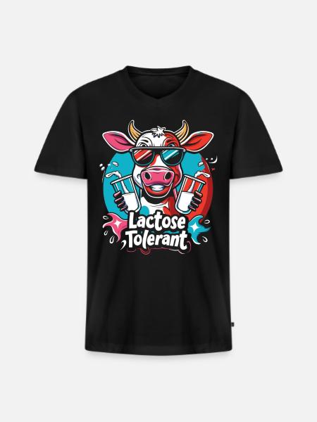 Lactose tolerant - Men's Premium Organic T-shirt with V-neck - black