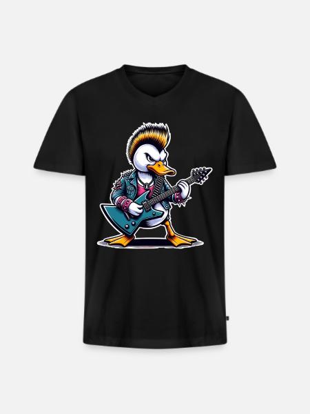 Duck Rock and Roll Guitarist - Men's Premium Organic T-shirt with V-neck - black