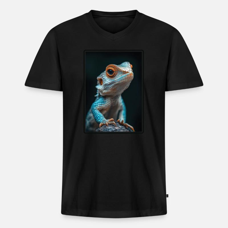 Eidechsen Eidechse - Männer Premium Bio T-Shirt mit V-Ausschnitt - Schwarz