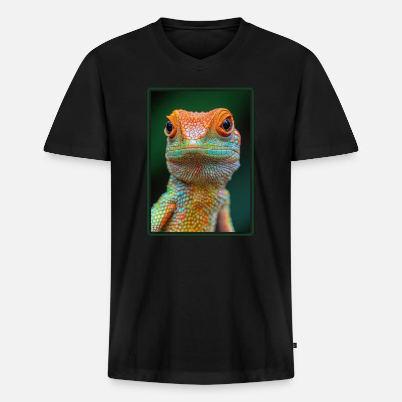 Eidechsen Eidechse - Männer Premium Bio T-Shirt mit V-Ausschnitt - Schwarz