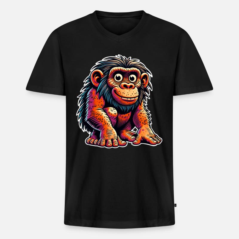 Neandertaler - Männer Premium Bio T-Shirt mit V-Ausschnitt - Schwarz
