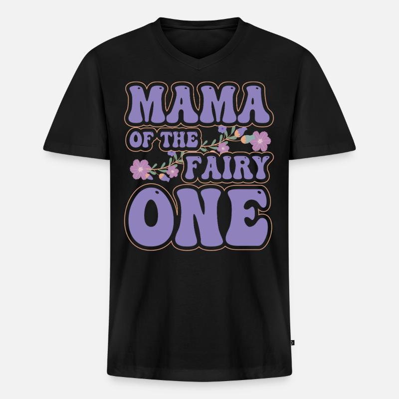 Mama der Fee Eins - Männer Premium Bio T-Shirt mit V-Ausschnitt - Schwarz