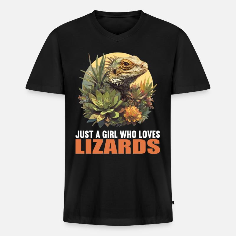 Eidechsen Eidechse - Männer Premium Bio T-Shirt mit V-Ausschnitt - Schwarz