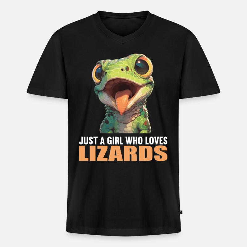 Eidechsen Eidechse - Männer Premium Bio T-Shirt mit V-Ausschnitt - Schwarz