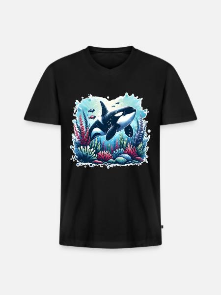 Orca Killer Whale - Men's Premium Organic T-shirt with V-neck - black