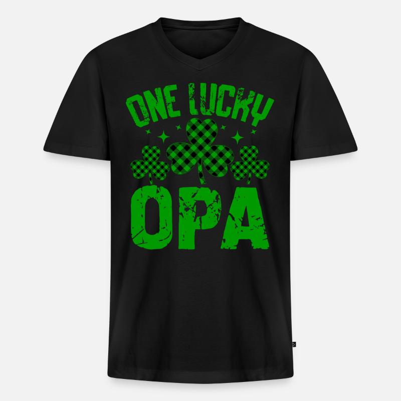 Ein glücklicher OPA - Männer Premium Bio T-Shirt mit V-Ausschnitt - Schwarz