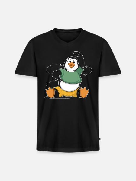 Fitness Gymnastics Penguin Motivation - Men's Premium Organic T-shirt with V-neck - black