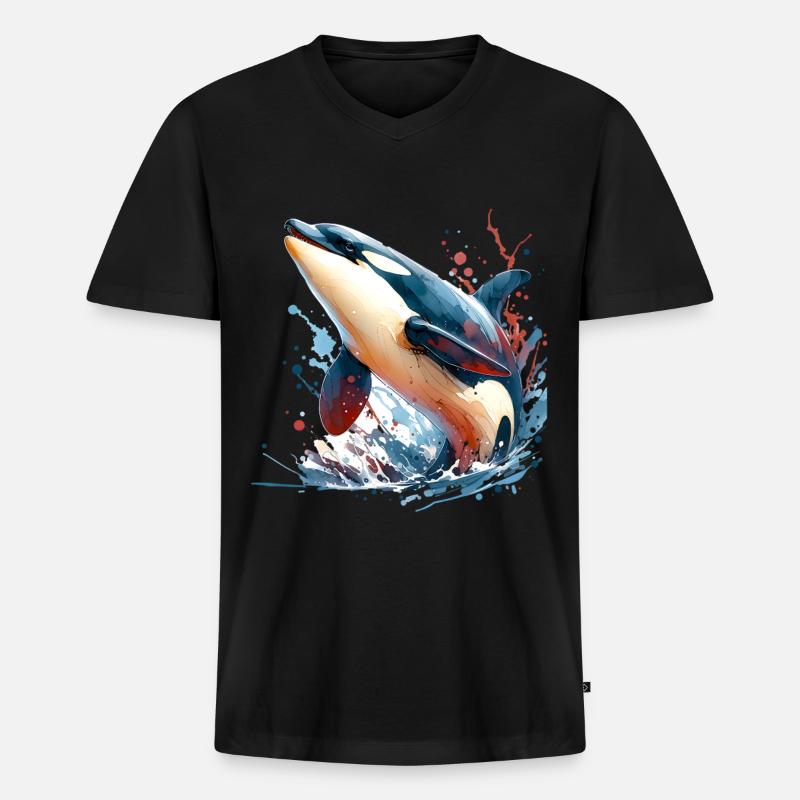 Orca Killer Whale - Men's Premium Organic T-shirt with V-neck - black