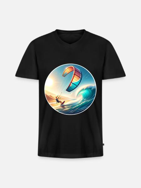 Kitesurf Kitesurfer Kiteboard - T-shirt encolure en V Premium bio Homme - noir