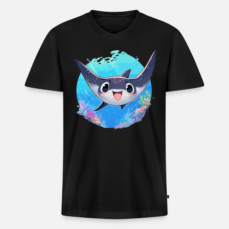 Mantas Manta Rochen - Männer Premium Bio T-Shirt mit V-Ausschnitt - Schwarz