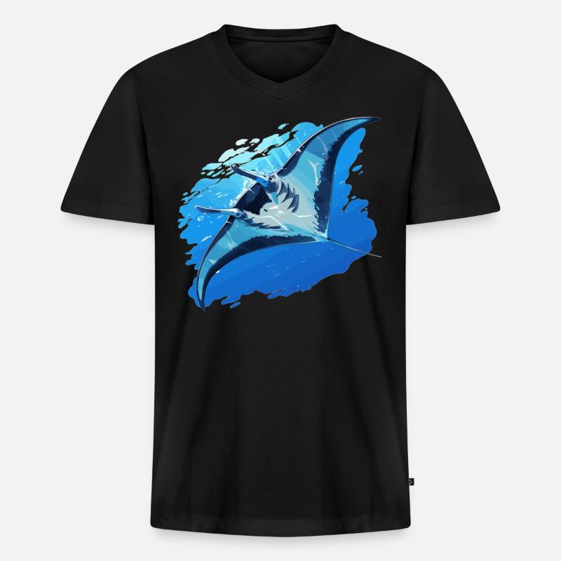 Mantas Manta Rochen - Männer Premium Bio T-Shirt mit V-Ausschnitt - Schwarz