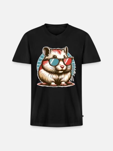 Hamster - T-shirt encolure en V Premium bio Homme - noir