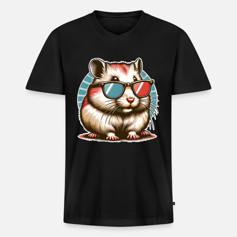 Hamster - Männer Premium Bio T-Shirt mit V-Ausschnitt - Schwarz
