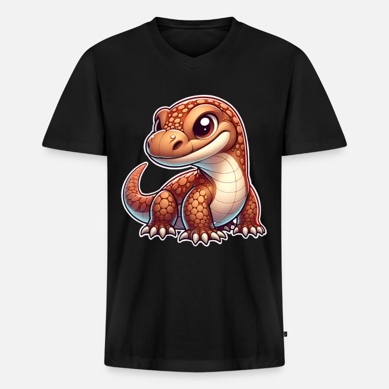 Komodo Dragon - Männer Premium Bio T-Shirt mit V-Ausschnitt - Schwarz