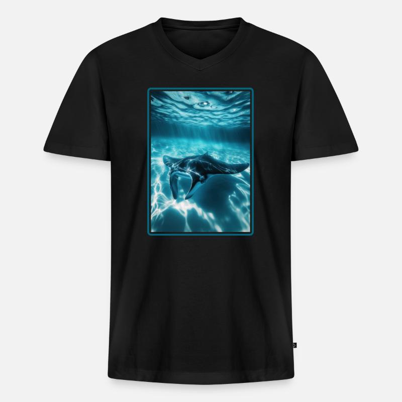 Mantas Manta Rochen - Männer Premium Bio T-Shirt mit V-Ausschnitt - Schwarz