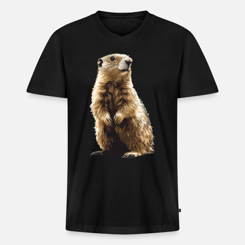 Murmeltiere Murmeltier - Männer Premium Bio T-Shirt mit V-Ausschnitt - Schwarz