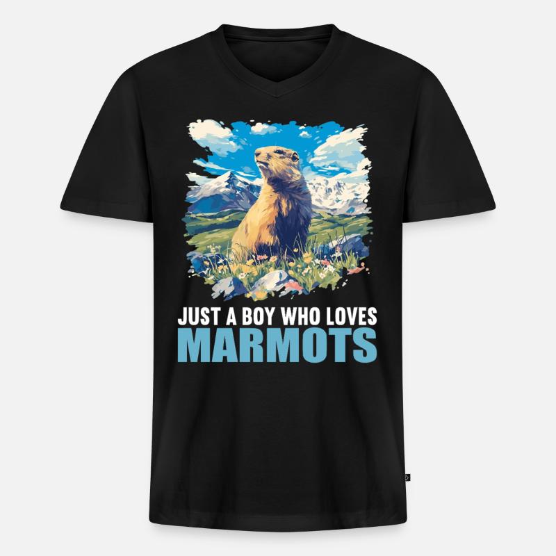 Murmeltiere Murmeltier - Männer Premium Bio T-Shirt mit V-Ausschnitt - Schwarz