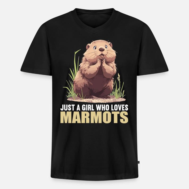 Murmeltiere Murmeltier - Männer Premium Bio T-Shirt mit V-Ausschnitt - Schwarz