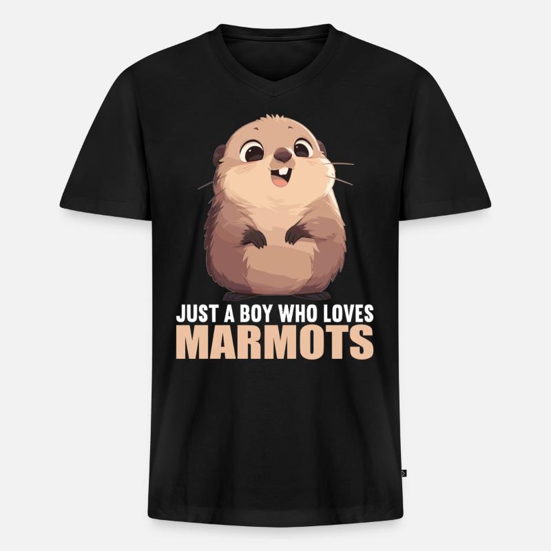 Murmeltiere Murmeltier - Männer Premium Bio T-Shirt mit V-Ausschnitt - Schwarz
