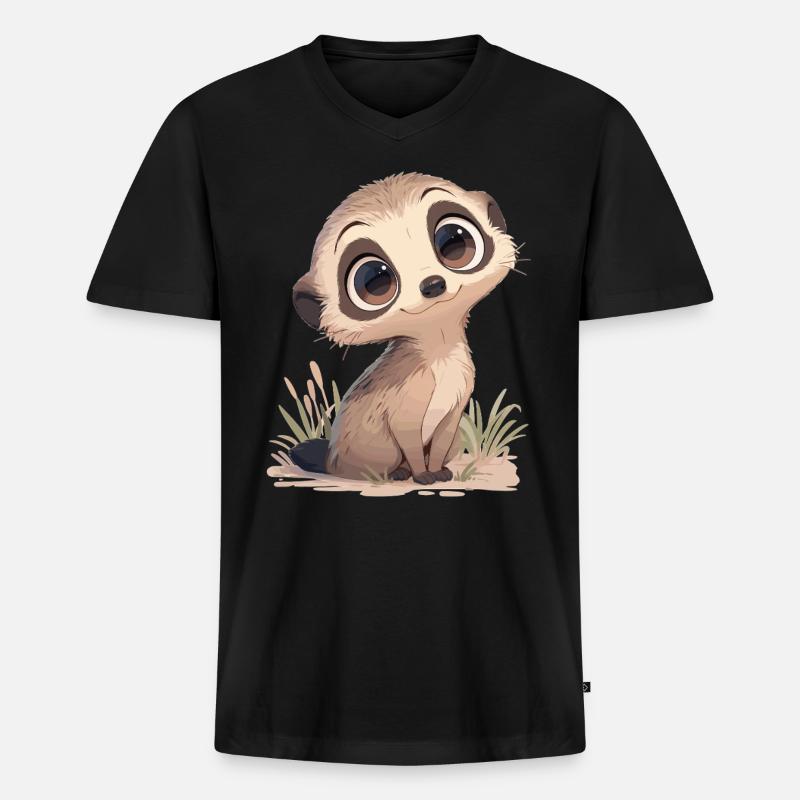 Meerkat Erdmännchen - Männer Premium Bio T-Shirt mit V-Ausschnitt - Schwarz