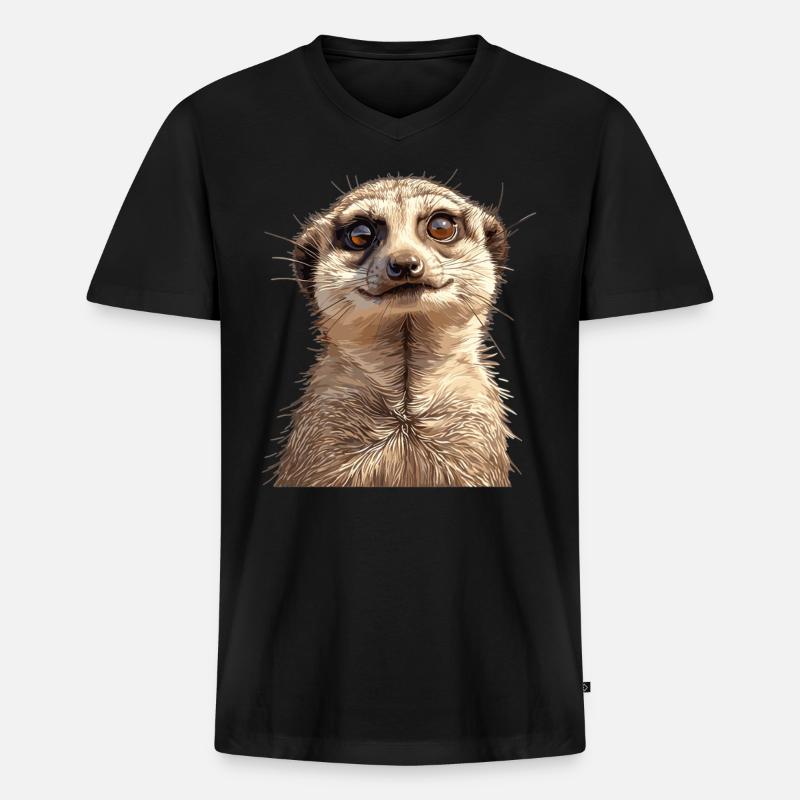 Meerkat Erdmännchen - Männer Premium Bio T-Shirt mit V-Ausschnitt - Schwarz