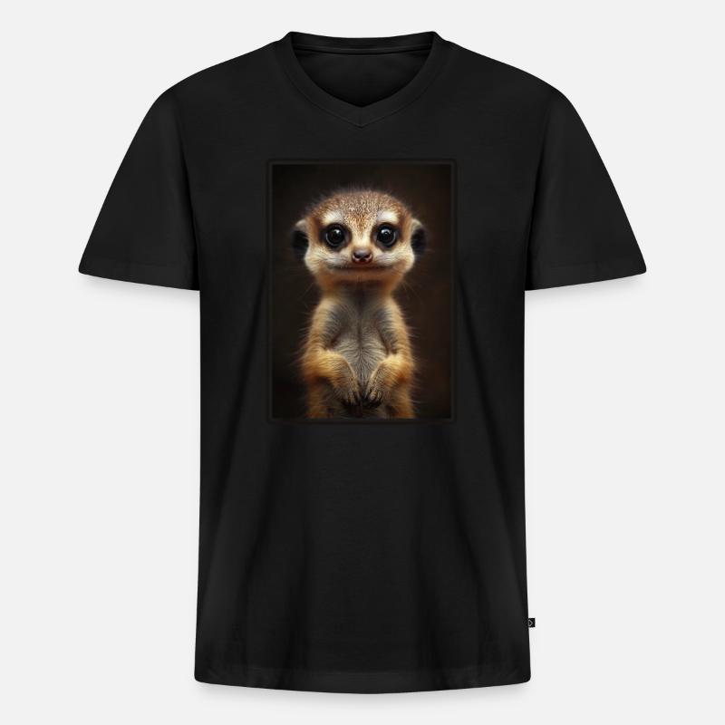 Meerkat Erdmännchen - Männer Premium Bio T-Shirt mit V-Ausschnitt - Schwarz