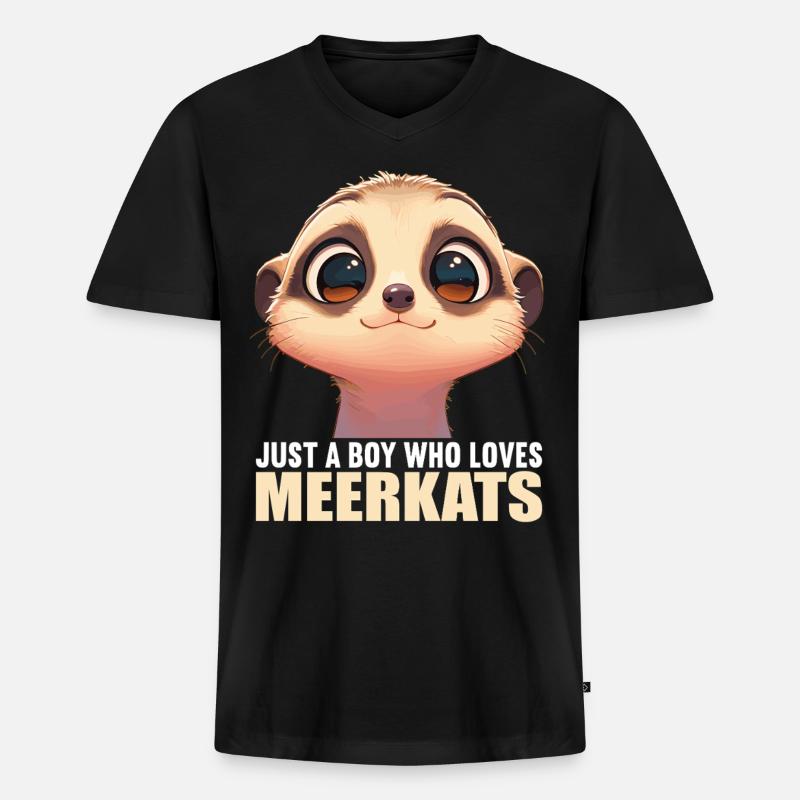 Meerkat Erdmännchen - Männer Premium Bio T-Shirt mit V-Ausschnitt - Schwarz