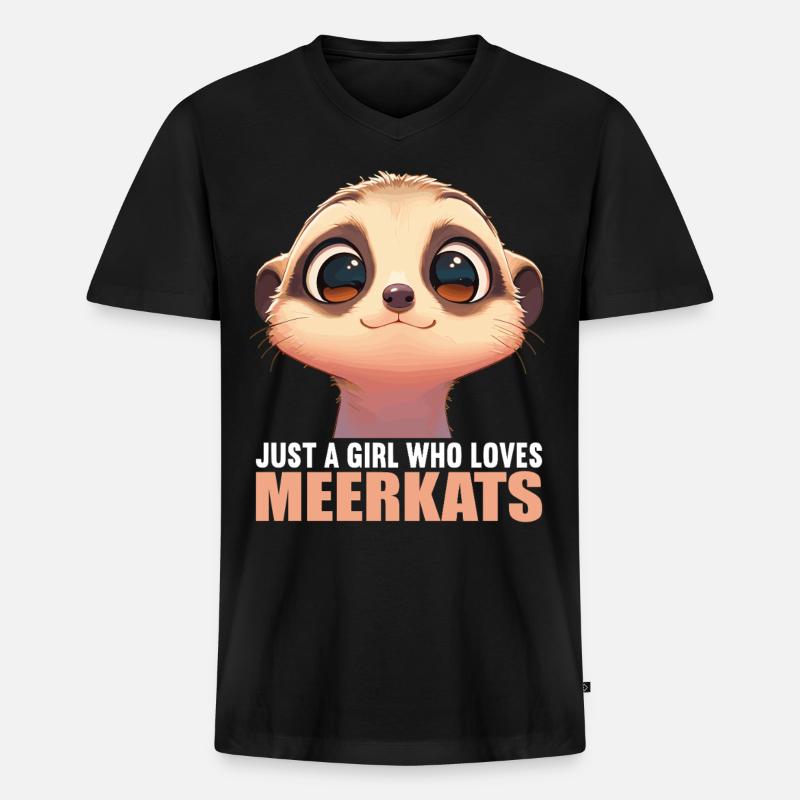 Meerkat Erdmännchen - Männer Premium Bio T-Shirt mit V-Ausschnitt - Schwarz