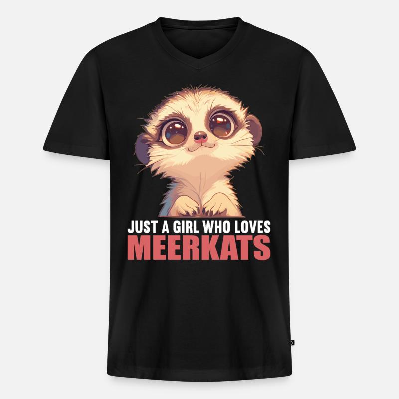 Meerkat Erdmännchen - Männer Premium Bio T-Shirt mit V-Ausschnitt - Schwarz