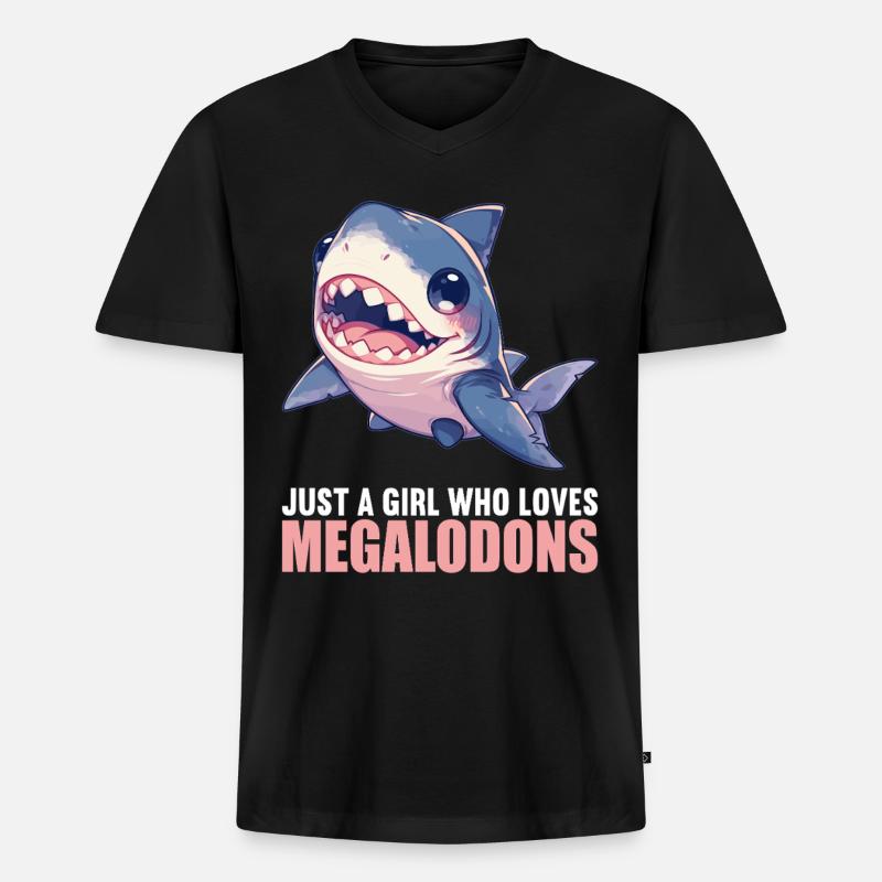 Megalodons Megalodon - Männer Premium Bio T-Shirt mit V-Ausschnitt - Schwarz