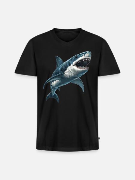 Requins Requin - T-shirt encolure en V Premium bio Homme - noir