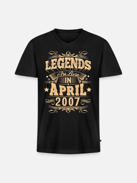 April 2007 Birthday Legend - Men's Premium Organic T-shirt with V-neck - black