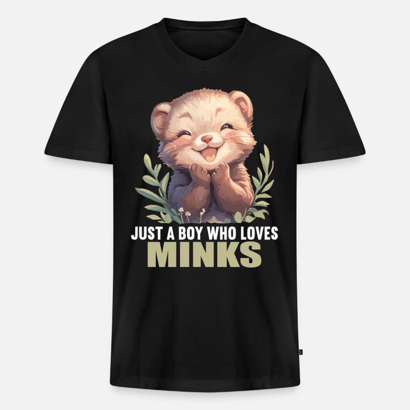 Nerze Nerz - Männer Premium Bio T-Shirt mit V-Ausschnitt - Schwarz
