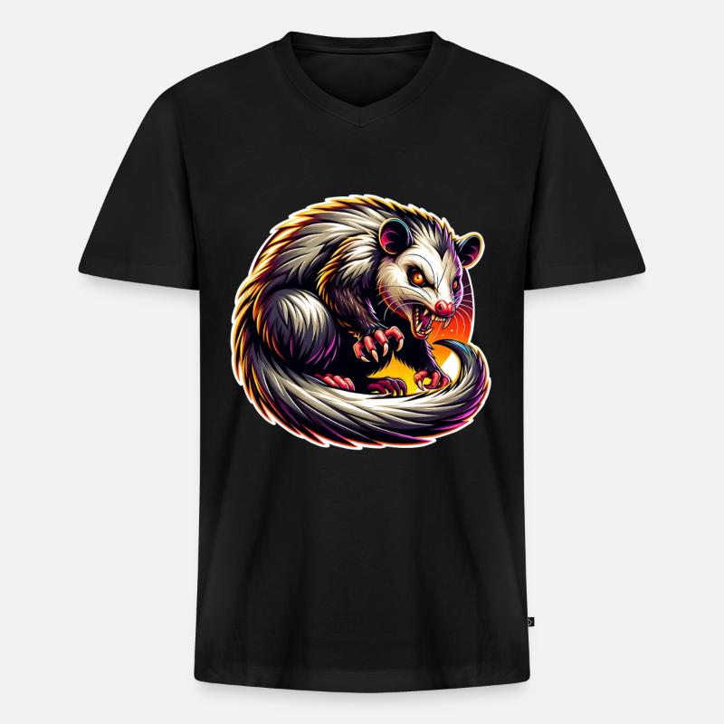 Opossum - Männer Premium Bio T-Shirt mit V-Ausschnitt - Schwarz