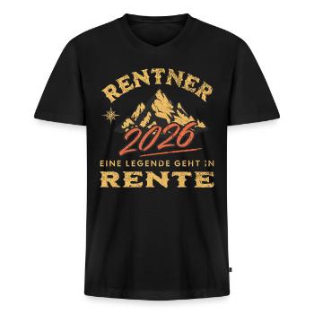 Rentner 2026 - Männer Premium Bio T-Shirt mit V-Ausschnitt - Schwarz - Vorne - Nico (187cm)