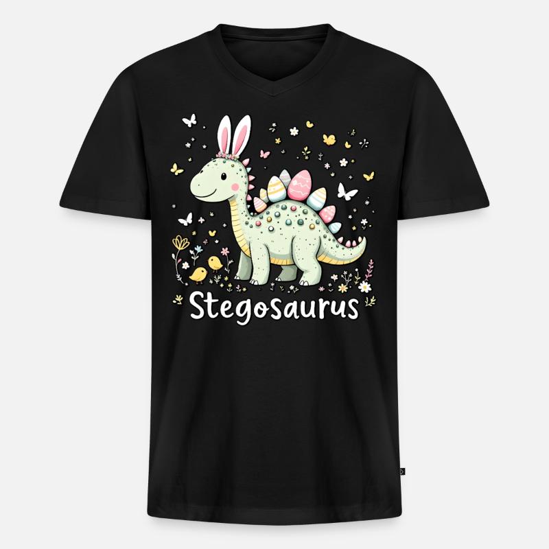 Stegosaurus - Men's Premium Organic T-shirt with V-neck - black
