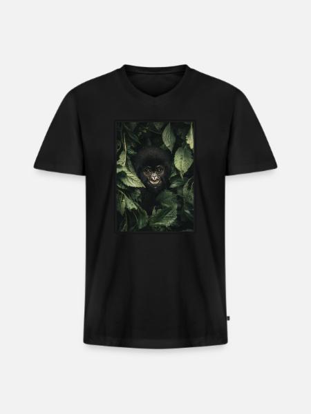 Berggorillas Berggorilla - Männer Premium Bio T-Shirt mit V-Ausschnitt - Schwarz