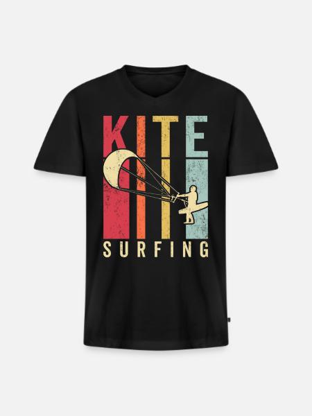 Kitesurfer Kiteboard Kitesurfing Kitesurf - Men's Premium Organic T-shirt with V-neck - black