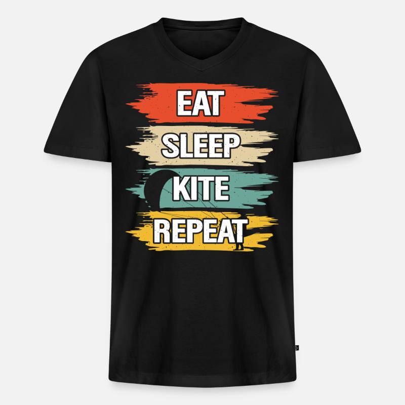 Kitesurfer Kiteboard Kitesurfen Kitesurf - Männer Premium Bio T-Shirt mit V-Ausschnitt - Schwarz