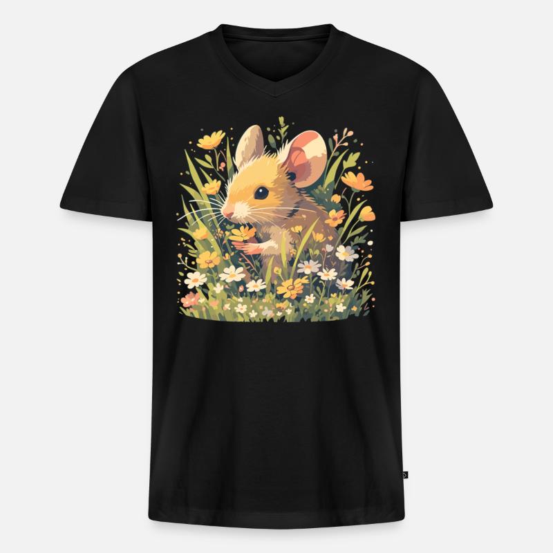 Mäuse Maus - Männer Premium Bio T-Shirt mit V-Ausschnitt - Schwarz