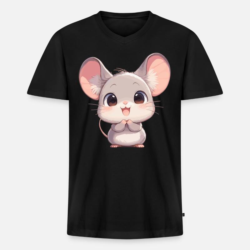 Mäuse Maus - Männer Premium Bio T-Shirt mit V-Ausschnitt - Schwarz