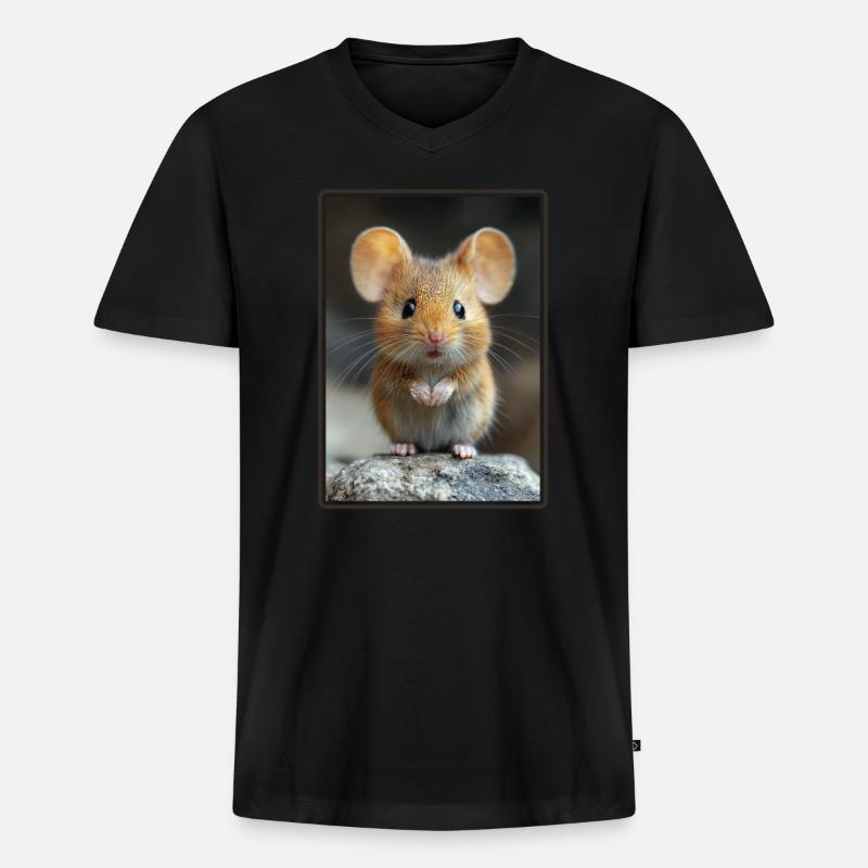 Mäuse Maus - Männer Premium Bio T-Shirt mit V-Ausschnitt - Schwarz