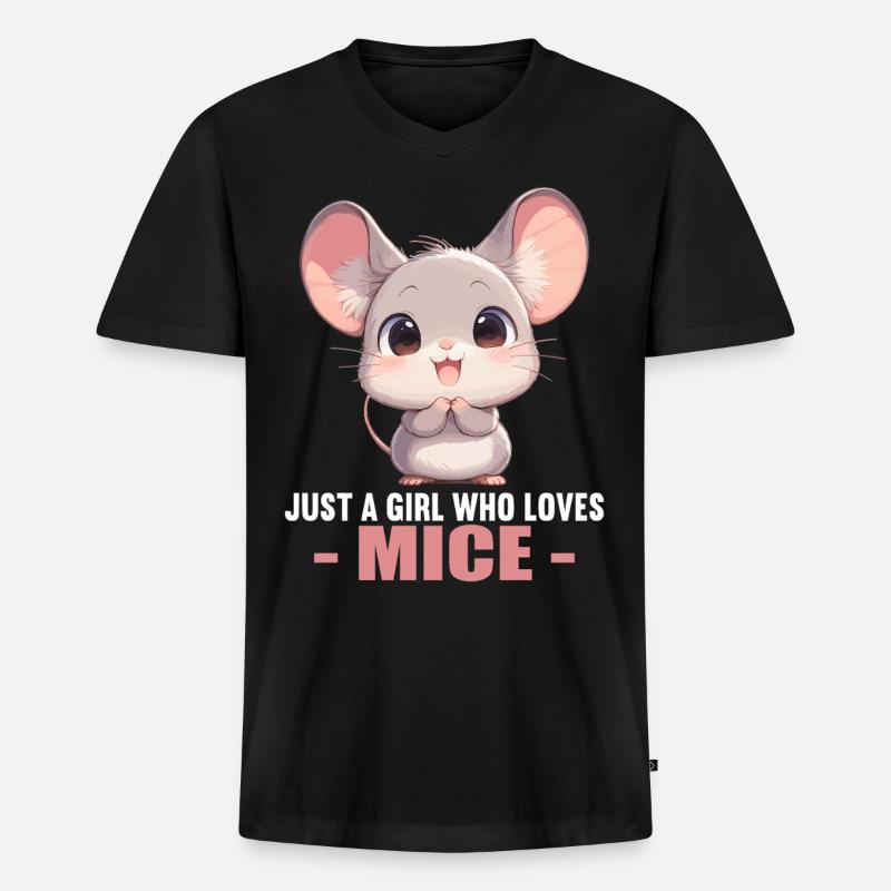 Mäuse Maus - Männer Premium Bio T-Shirt mit V-Ausschnitt - Schwarz