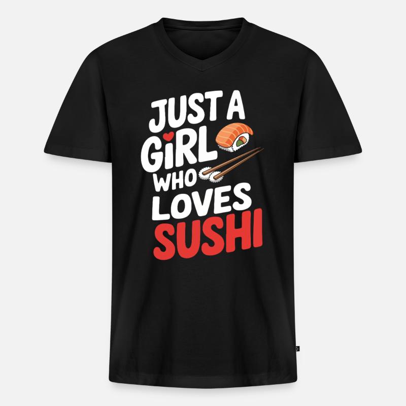 Sushi - Männer Premium Bio T-Shirt mit V-Ausschnitt - Schwarz