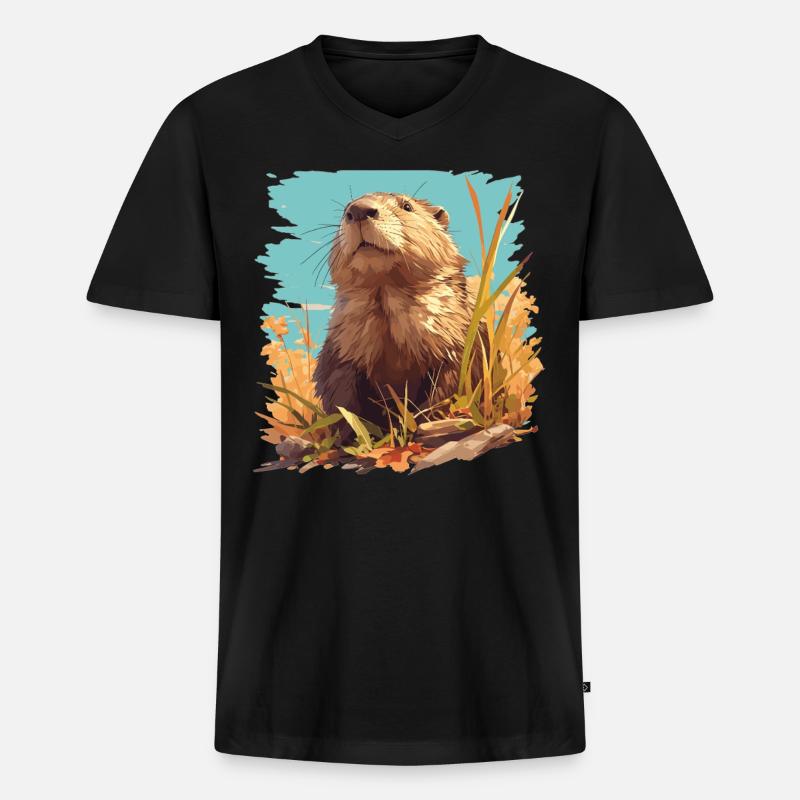 Bisamratten Bisamratte - Männer Premium Bio T-Shirt mit V-Ausschnitt - Schwarz