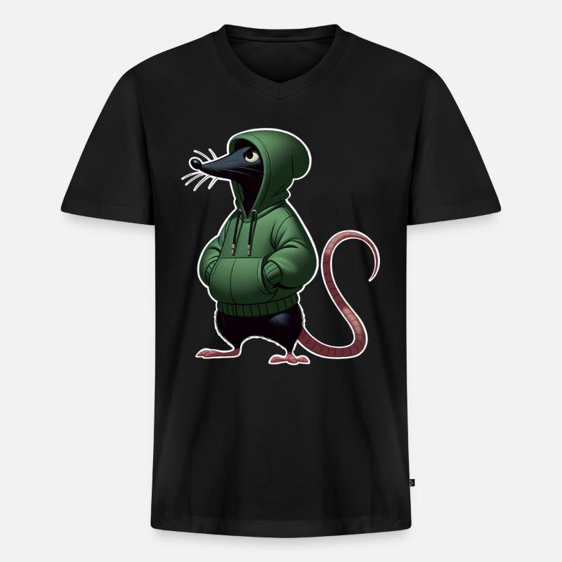 Maus - Männer Premium Bio T-Shirt mit V-Ausschnitt - Schwarz
